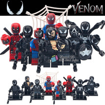 8pcs/set Marvel Venom Symbiote Deadpool Captain America Spiderman Minifigures - £13.63 GBP
