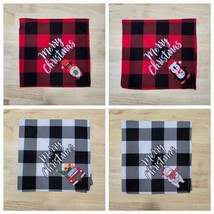 Set of 4 Dog Bandanas Merry Christmas Black Red White Plaid Check Bandan... - $5.93