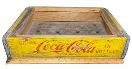 Vintage Yellow Wooden Coca-Cola Crate/Carrier with Handles ~18 1/2&quot; Long - $15.00