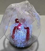 Spun Glass Present Glass Globe LED White or Color Changing Christmas Ornament - £10.35 GBP