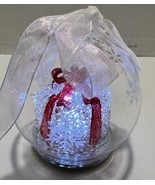 Spun Glass Present Glass Globe LED White or Color Changing Christmas Orn... - £10.18 GBP