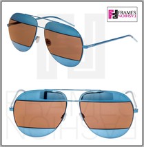 Christian Dior Split 1 Shiny Blue Brown Smoke Metal Aviator Sunglasses Diorsplit - £165.63 GBP