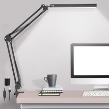 Led ,Adjustable Swing Arm With Clamp,Dimmable Desk Light Eye-Care Table Light, M - £36.88 GBP