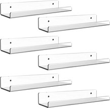 Dezzer Acrylic Floating Shelves, 6 Pack 15&quot; Invisible Shelf Wall Ledge, Clear - £31.96 GBP
