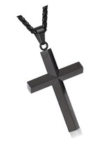 Beveled Edge Cross Necklace for Men Boys Stainless - $55.14