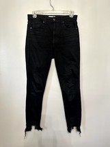 Topshop Women&#39;s Black Frayed Hem Skinny Jeans Zip 6 NWOT - $14.01