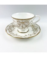 Vtg Tiffany &amp; Co. Holiday Celebration Footed Cup &amp; Saucer Gold Rim Japan... - $1,805.52 MXN