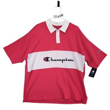 NWT Champion Men&#39;s L Logo Rugby Polo Shirt, Red White, Oversized Baggy R... - $27.37 CAD