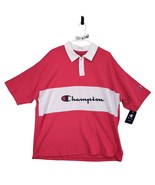 NWT Champion Men&#39;s L Logo Rugby Polo Shirt, Red White, Oversized Baggy R... - $20.00