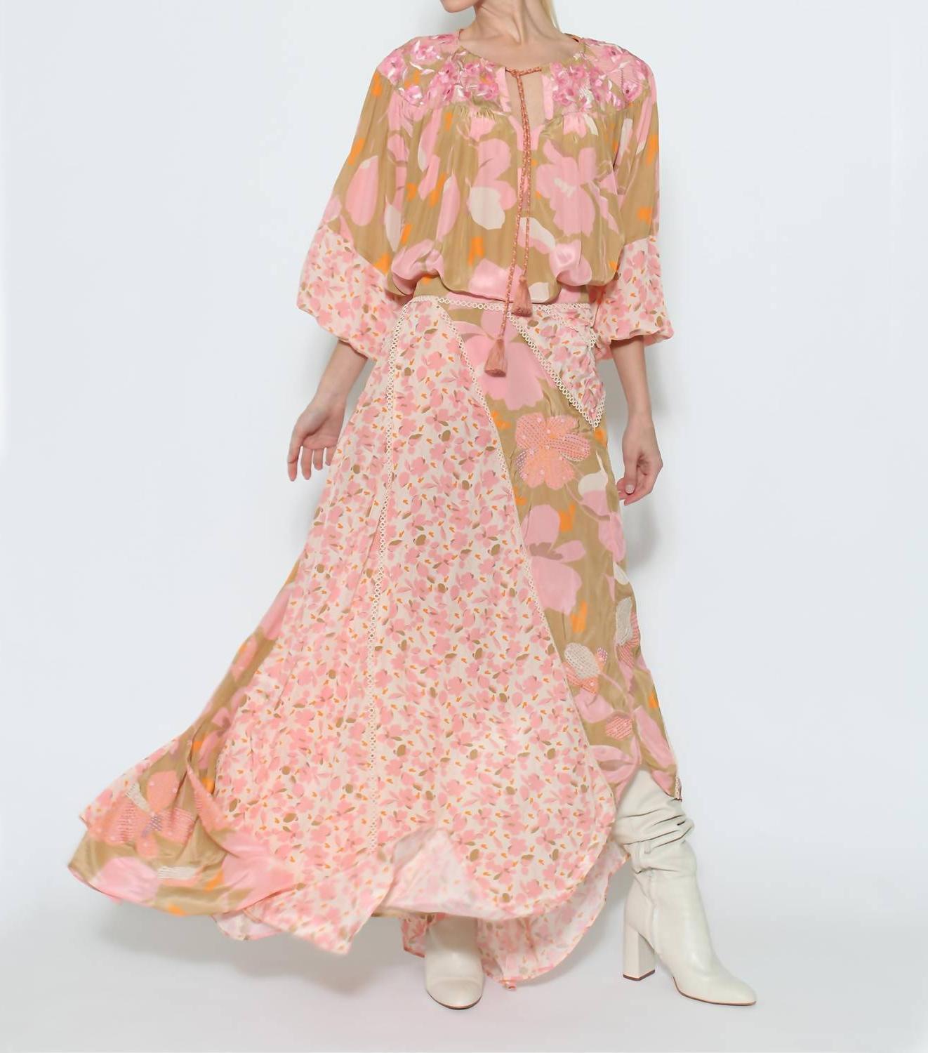 Taj By Sabrina Crippa Sh-4593 Top Camel Summer Flower - $86.00