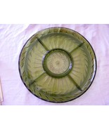 Vintage Green Glass 5 divided Platter Tray w/Laurel Leaf Pattern &amp; Ring ... - €36,47 EUR