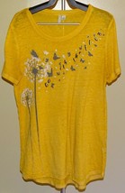 Est. 1946 Go With The Flow Mustard Yellow Top Graphic T-SHIRT Short Sleeves S M - £3.08 GBP