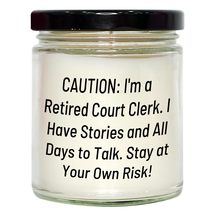 Court Clerk&#39;s Witty Warning: Vanilla Soy Candle - A Cautionary Gift for Friends  - £18.84 GBP