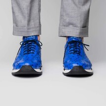 Hand painted genuine ostrich quill Sneaker Shoes Scanno Electric Blue image 8