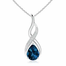 Authenticity Guarantee 
London Blue Topaz Infinity Pendant with Diamonds in 1... - £660.57 GBP