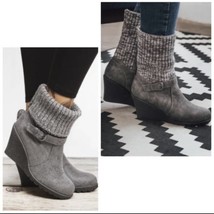 NWT Muk Luks  Suede Georgia Gray Boots Shoes  Roll Down Cuff Size 10 - £31.92 GBP