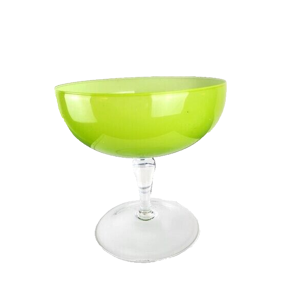 Green Glass Ombre Style Footed Compote Clear Stem - $31.68