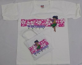 Kids Sz Medium White Tshirt With Canvas Bag Set Hawaii Girl Wisconsin Dells Nib - $9.99