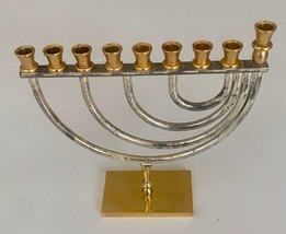 Original Unused Vintage Judaica 24K Gold- &amp; Silver-Plated Hanukkah Menor... - £67.43 GBP