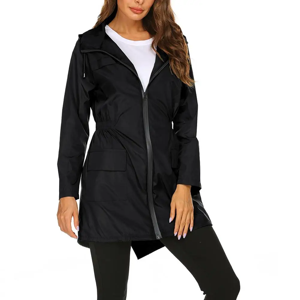  Wind Jacket Rain Coat Basic Style Zipper Pockets Long Sleeve Hooded Windbreaker - £129.30 GBP