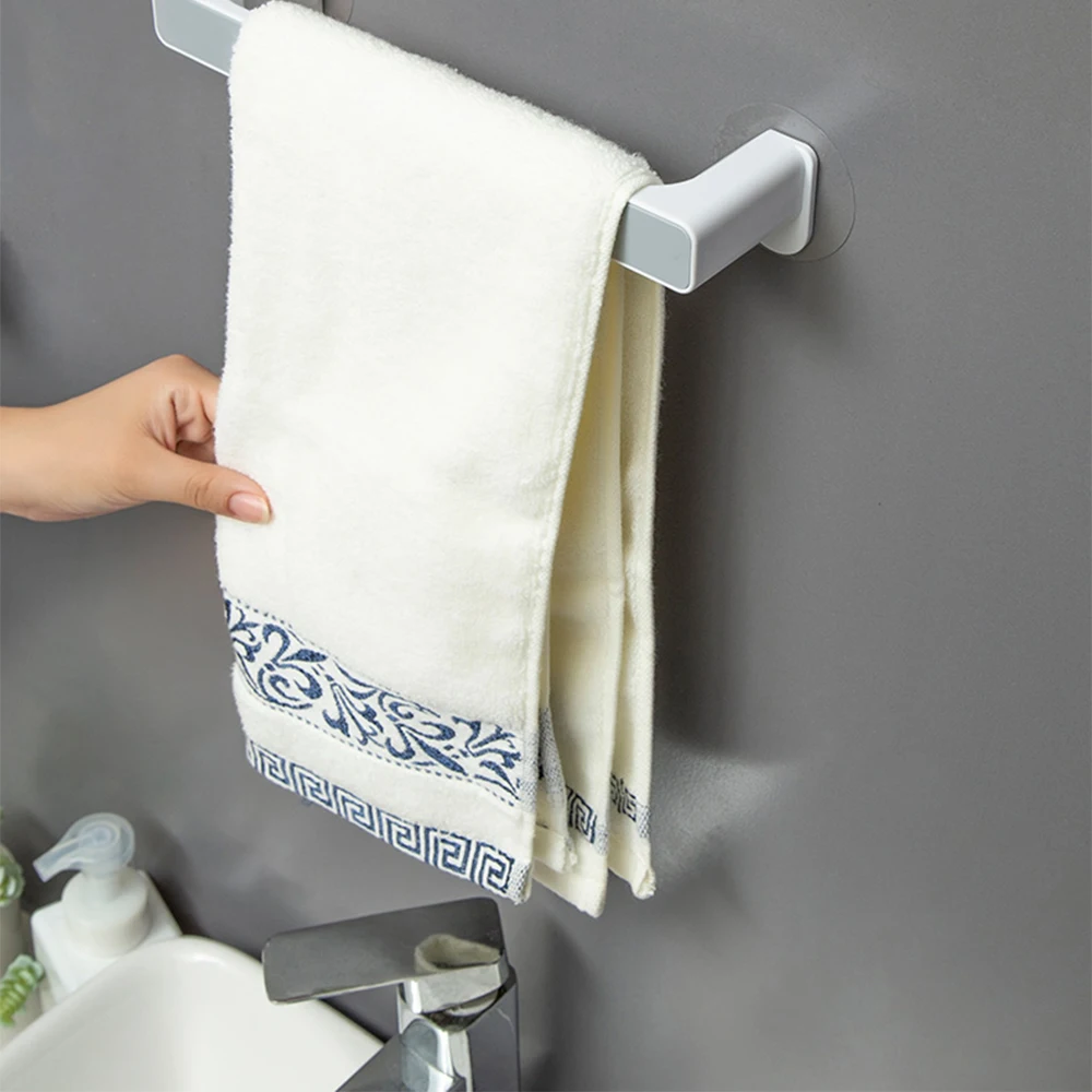 Bathroom towel holder self adhesive towel rack taet towel bar hanger kitchen wipes wall thumb200