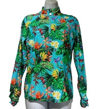 Tzu Tzu Golf Long Sleeve Hummingbird Floral Pullover 1/4 Zip Top UPF 50+... - $33.40