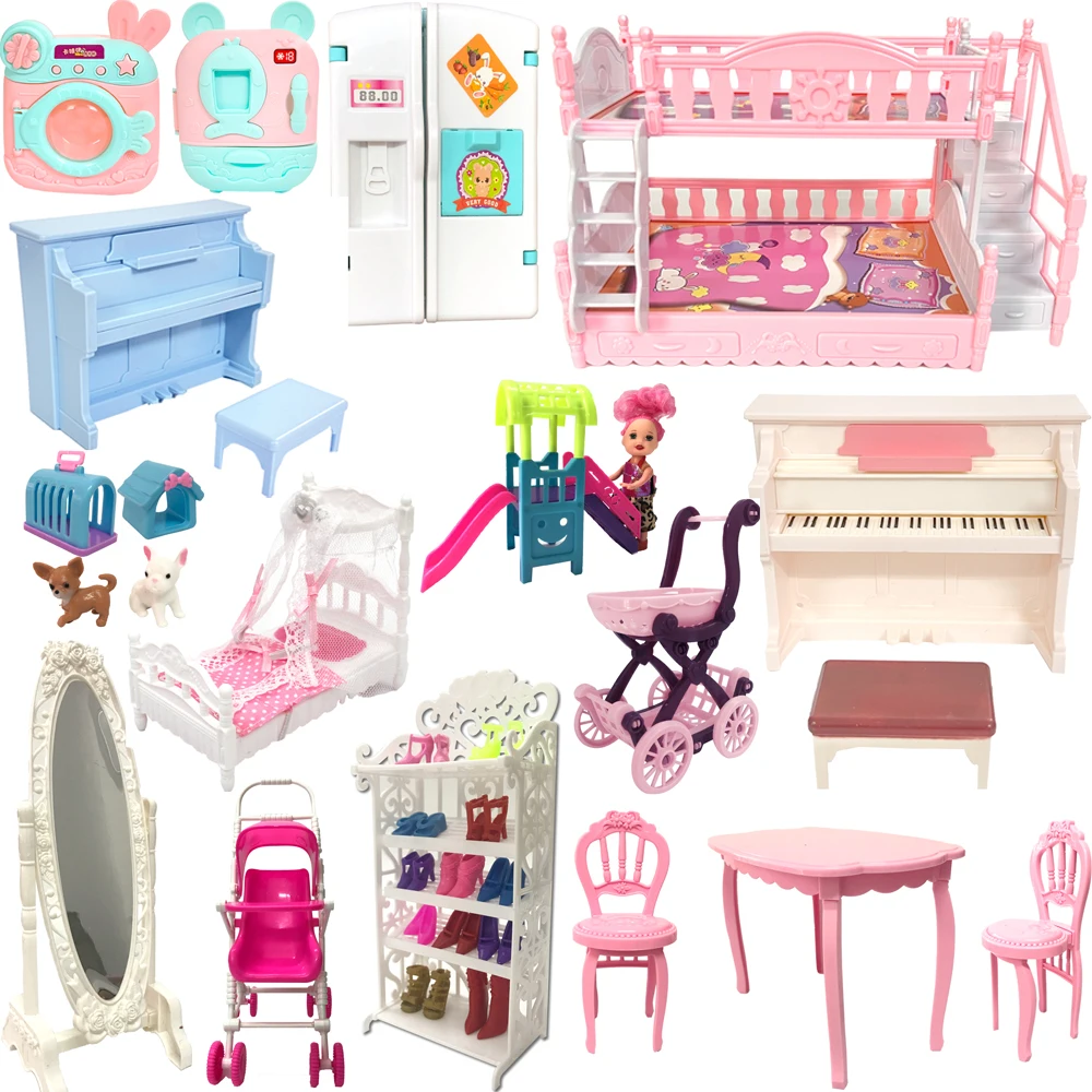 NK Mix Doll Accessories Fashion Furniture  Bed Mirror Fridge Dinner Chair Shoes - £7.33 GBP+