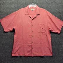 Tommy Bahama Men&#39;s Sz L 100% Silk Red Hawaiian Floral Camp Shirt Short Sleeve - £19.05 GBP