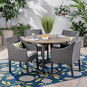 Christopher Knight Home Shipp Outdoor 5 Piece Wood and Wicker Dining Set... - $1,353.99