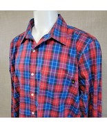 CHUBBIES The No Tuck Shirt Mens XL Red Blue Plaid Long Sleeve Button Dow... - £15.27 GBP