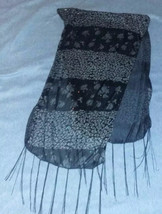 NEW Simply Vera Wang black grey scarf wrap floral sparkley silver lightw... - $9.89