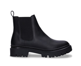 Botas Chelsea de mujer cuero vegano negro planas con suela estriada tall... - $133.80