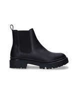 Botas Chelsea de mujer cuero vegano negro planas con suela estriada tall... - $2,480.78 MXN