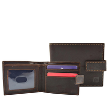 DR444 Men&#39;s Hunter Leather Bifold Wallet Brown - £25.96 GBP