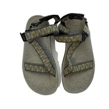 LL BEAN Women&#39;s Gray Yellow Nylon Hook &amp; Loop Strappy Sport Sandals Size 9 M - £11.78 GBP