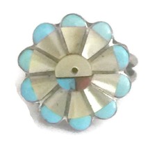 Vintage Sun Face Turquoise Sterling Silver Southwest Ring Size 7  3.3g - £83.63 GBP