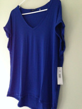 NWT Tahari Designer Moore Knit Sonata Blue Oversized Relaxed V-Neck Top L $68 - £35.98 GBP