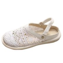 Abundifind Lace Clog Sandals Closed Toe Breathable Women Shoes (White, U... - $31.34