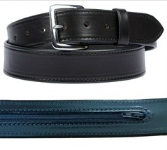 LARGE MONEY BELT - Stitched BLACK Bridle Leather &amp; 24&quot; Zipper USA AMISH ... - £89.45 GBP+