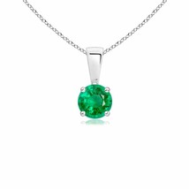 ANGARA 4mm Classic Round Emerald Solitaire Pendant in Silver for Women, Girls - £294.37 GBP