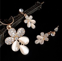 Brand Cat&#39;s Eye Stone Jewelry Sets Pendant Necklace Earrings For Women Wedding C - £17.48 GBP