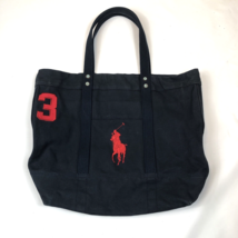 Polo Ralph Lauren Big Pony #3 Navy Blue Zip Tote Double Handle Bag - $69.71 CAD