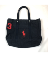 Polo Ralph Lauren Big Pony #3 Navy Blue Zip Tote Double Handle Bag - $909.02 MXN