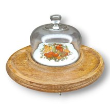 Vintage Goodwood Teak Wood Cheese Board Glass Dome Japan Mid Century Boho C19 - £27.13 GBP