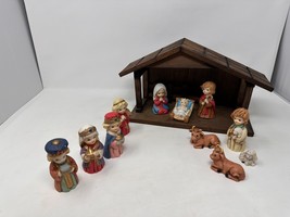 Inspirational Children’s Nativity Set Manger Scene 12 Pieces Montgomery Ward  - £24.97 GBP