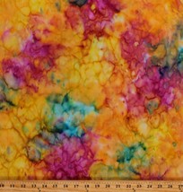 Cotton Batik Watercolor Hand Painted Multicolor Fabric Print by the Yard... - £9.66 GBP