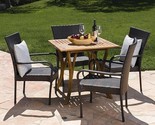 Christopher Knight Home Benson Outdoor 5 Piece Acacia Wood/Wicker Dining... - $778.99