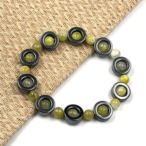 Natural Serpentine &amp; Hematite 6 mm Bead 7.5&quot; Stretchable Bracelet RSB-3 - £9.29 GBP