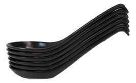 Glossy Black Melamine Ladle Style Soup Spoons With Hook Ends 1oz Set of ... - €13,29 EUR