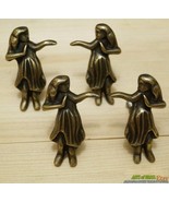 Lot of 4 Solid Brass Hawaiian Hula Girl Vintage Cabinet Drawer Pulls - £23.46 GBP